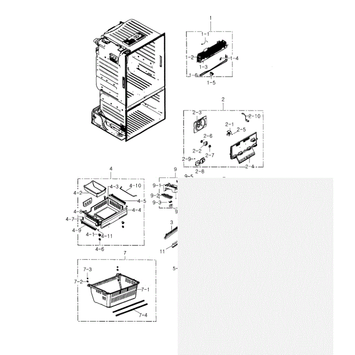 Freezer Diagram and Parts List for RF23HCEDTSR AA-01 Samsung Refrigerator
