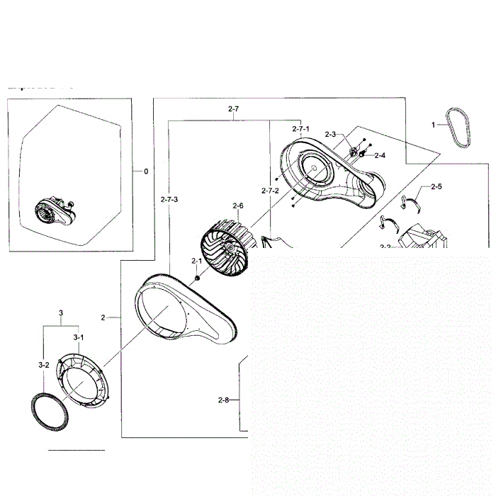 Motor Assembly Diagram and Parts List for DV431AGW XAA-02 Samsung Dryer