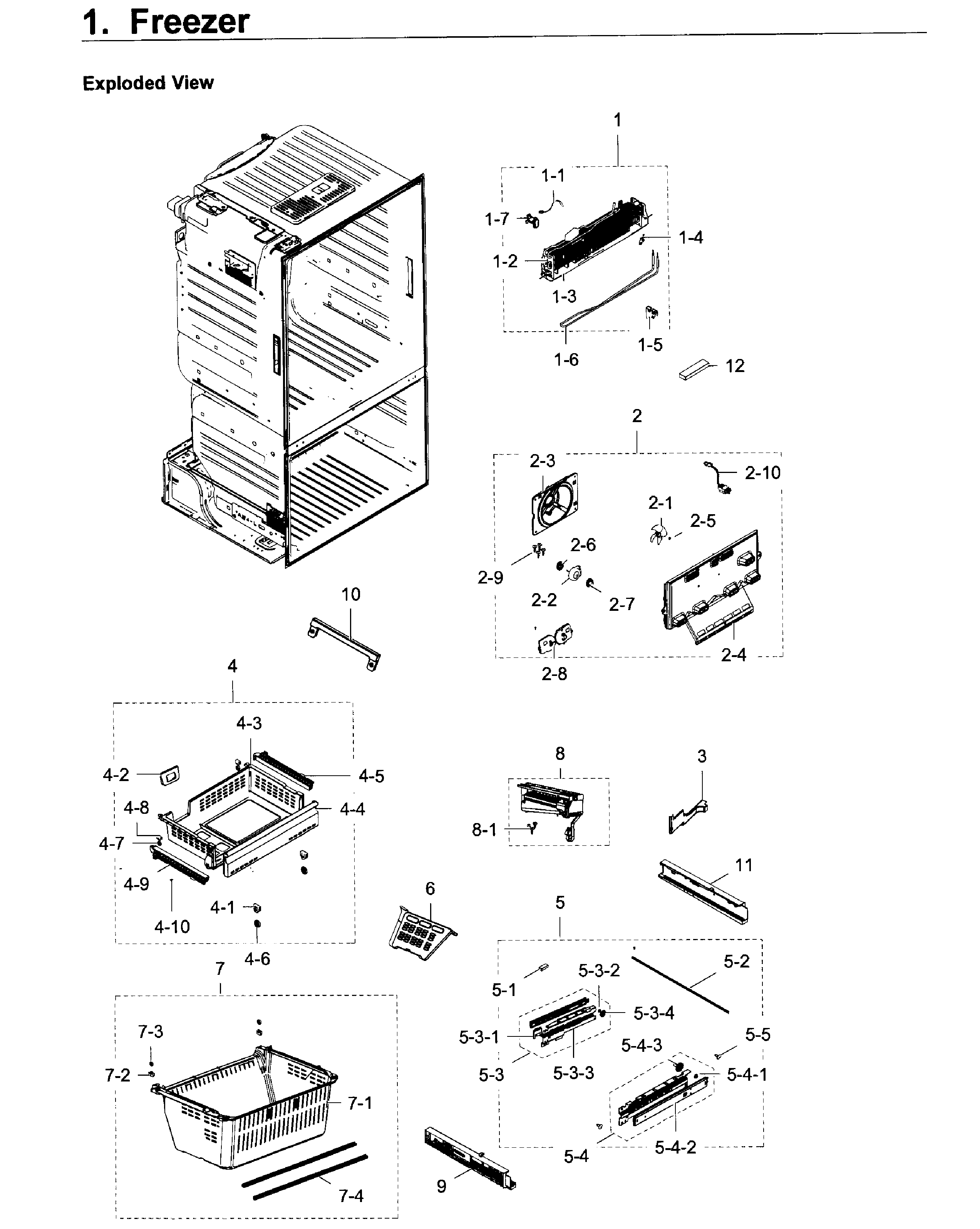 Freezer Diagram and Parts List for RF28HDEDPBC AA-0007 Samsung Refrigerator