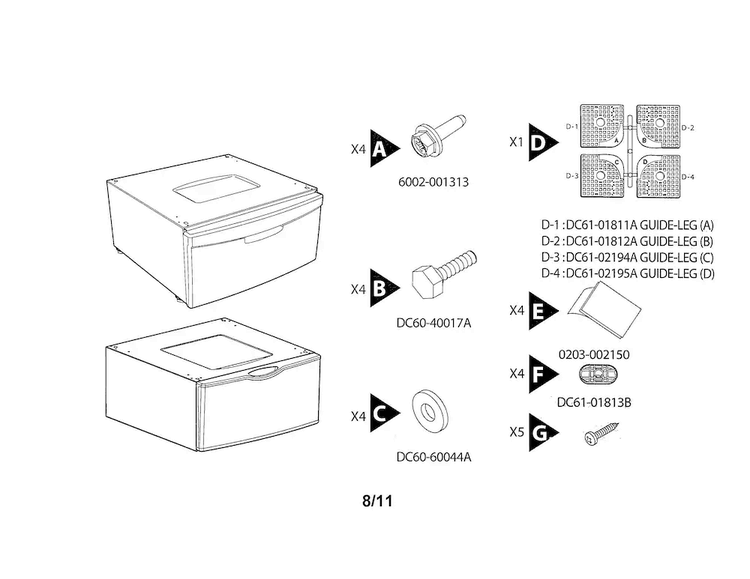 Cabinet Parts Diagram and Parts List for WE357A7G XAA Samsung Laundry Accessories
