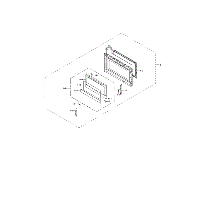 Door Diagram and Parts List for SMK9175ST XAA-00 Samsung Microwave