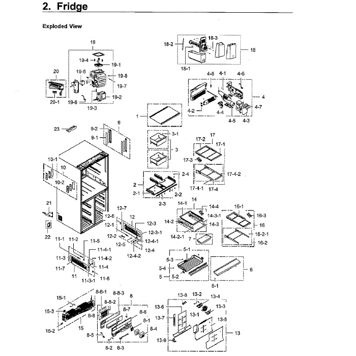 Fridge Diagram and Parts List for RF24J9960S4 AA-04 Samsung Refrigerator