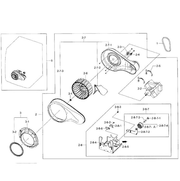 Motor Assy Diagram and Parts List for DV431AGP XAA-0001 Samsung Dryer