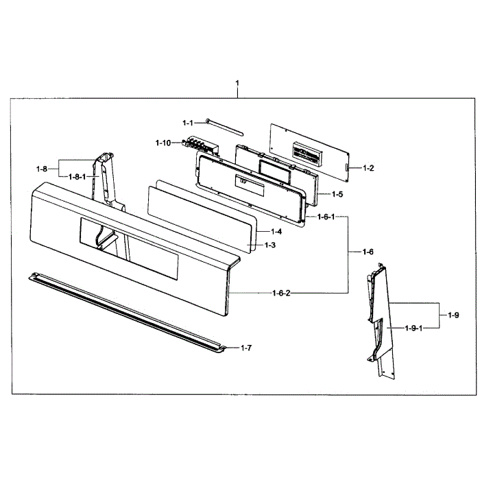 Control Panel Diagram and Parts List for FX510BGS XAA-01 Samsung Range
