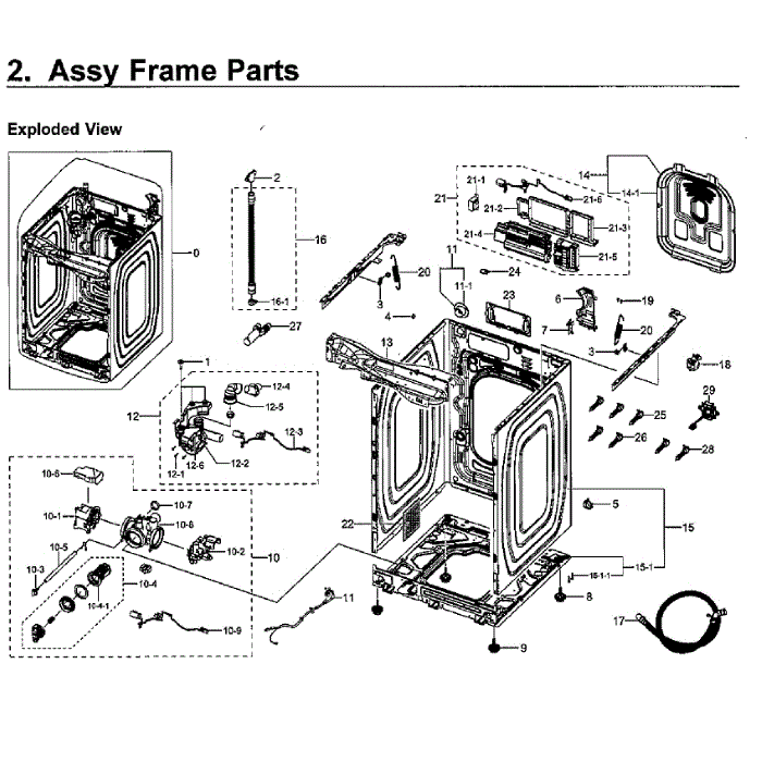 Frame Diagram and Parts List for WV60M9900AW A5-00 Samsung Washer