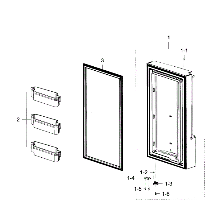 Freezer Door R Diagram and Parts List for RF23J9011SR AA-05 Samsung Refrigerator