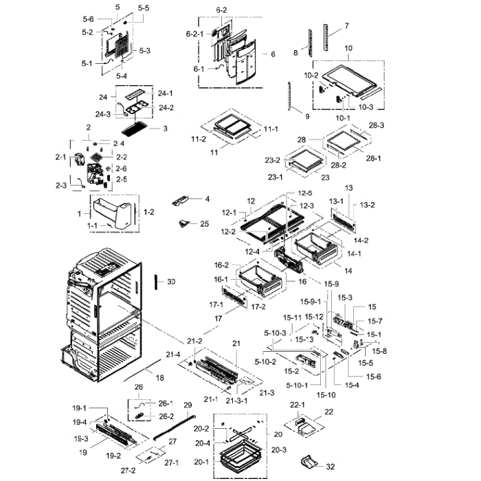 Fridge Assembly Diagram and Parts List for RF28HMEDBSR AA-00 Samsung Refrigerator