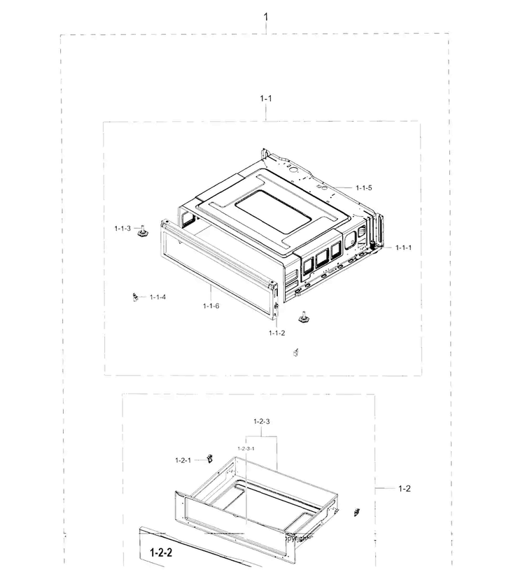 Drawer Diagram and Parts List for NE59J3420SS AA-0000 Samsung Range
