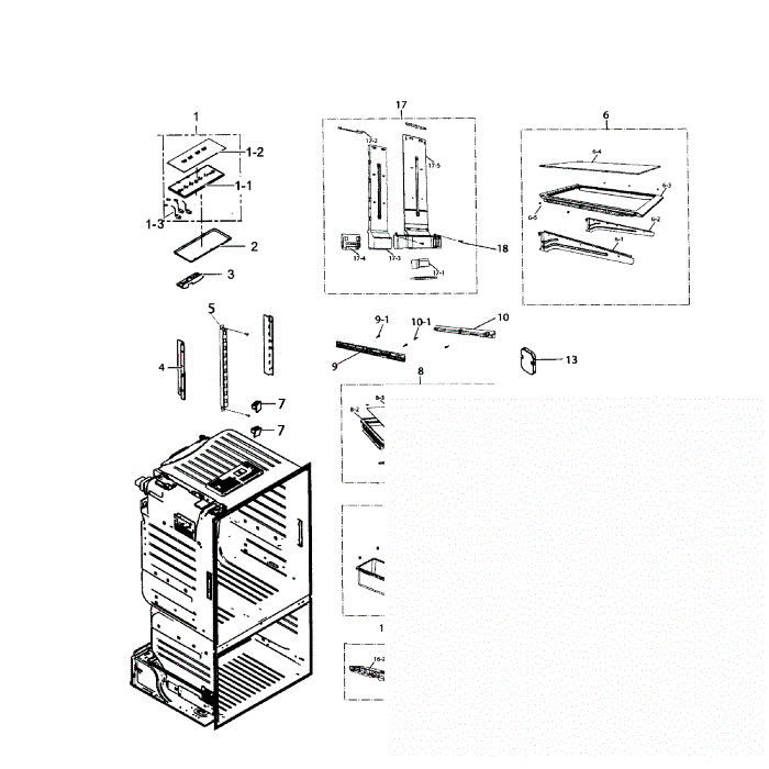 Refrigerator Diagram and Parts List for RF221NCTAWW AA-01 Samsung Refrigerator