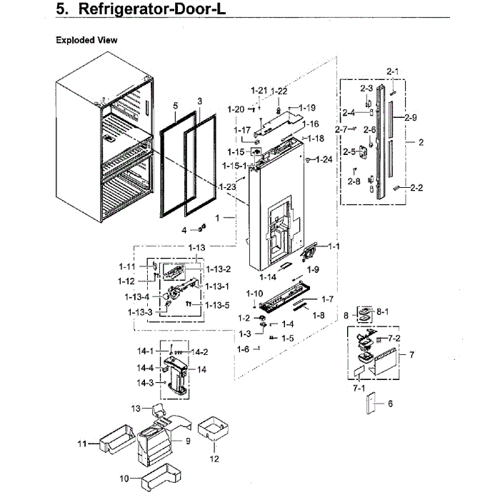 Fridge Door Lt Diagram and Parts List for RF23M8570SG AA-00 Samsung Refrigerator
