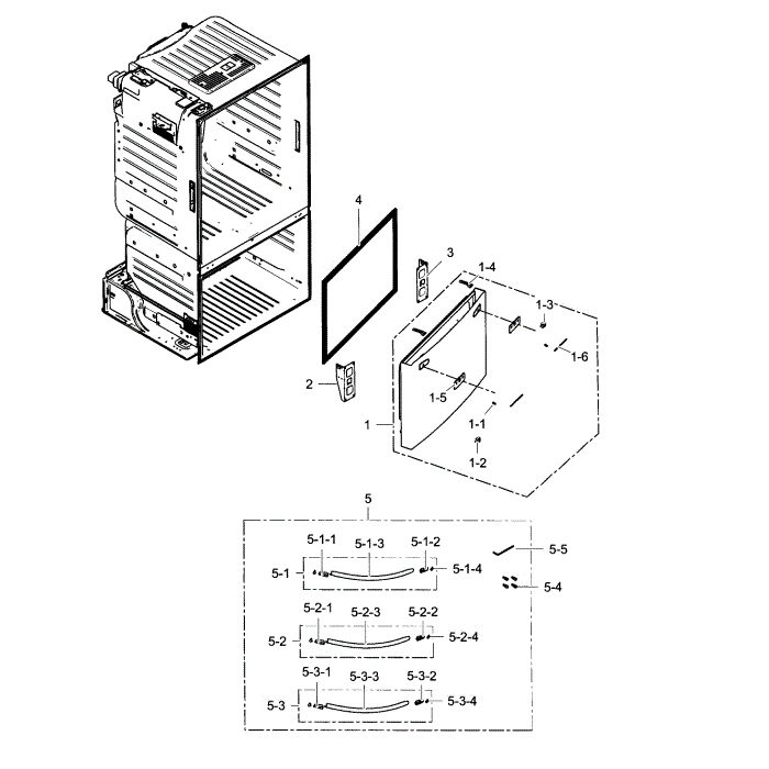 Door-Freezer Diagram and Parts List for RF263TEAEWW AA-01 Samsung Refrigerator