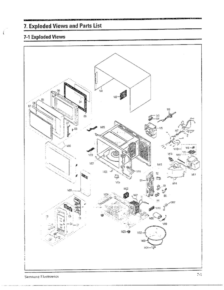 Main Parts List Diagram and Parts List for MW6580W XAA Samsung Microwave