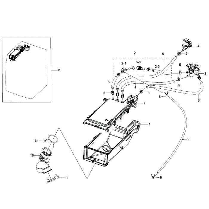 Housing Drawer Diagram and Parts List for WF350ANW XAA-01 Samsung Washer