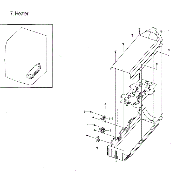 Duct Heater Diagram and Parts List for DVE55M9600V A3-00 Samsung Dryer