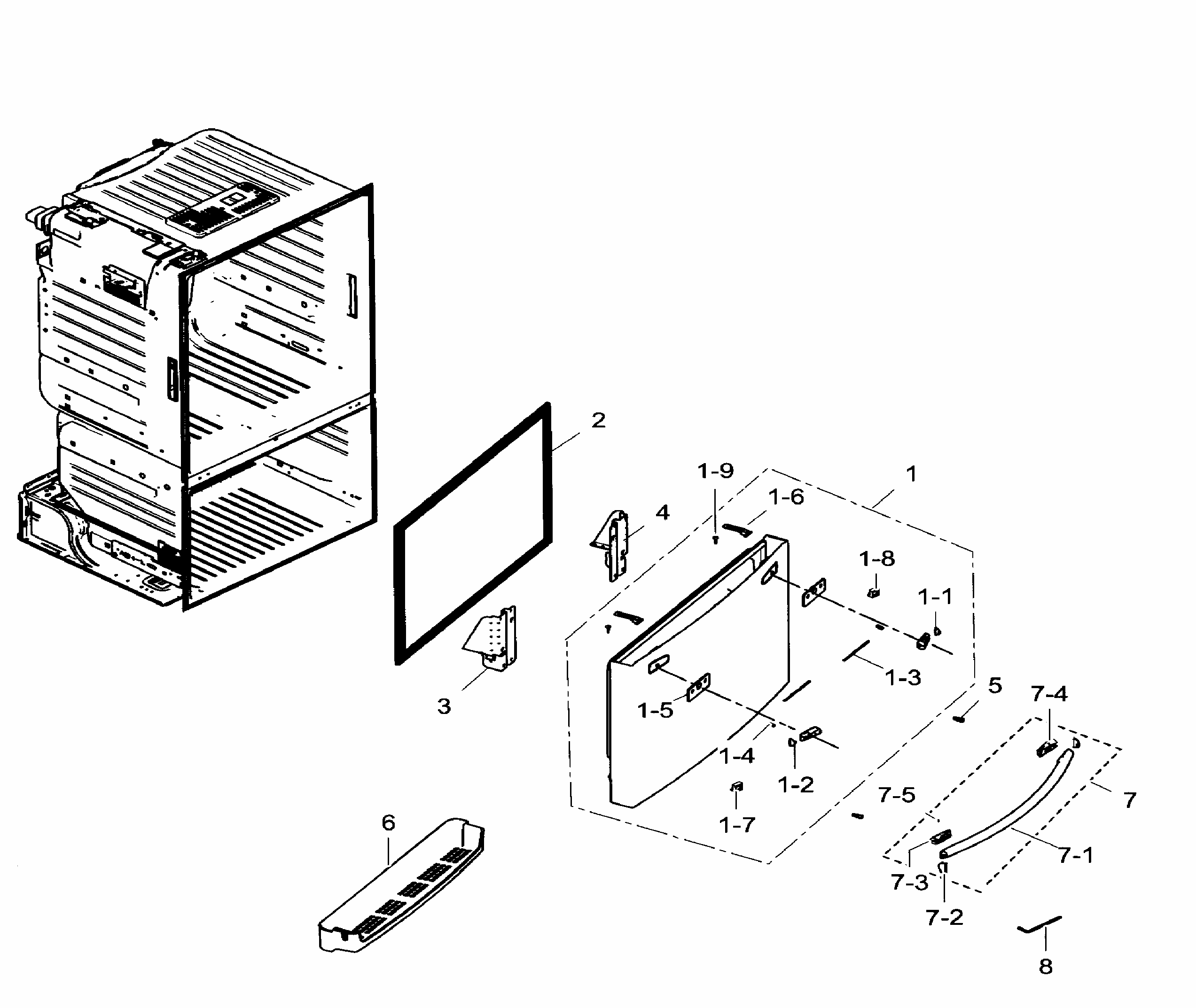 Freezer Door Diagram and Parts List for RF30HDEDTSR AA-0006 Samsung Refrigerator