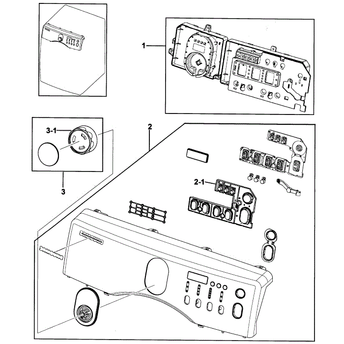 Control Panel Diagram and Parts List for DV218AGW XAA-00 Samsung Dryer