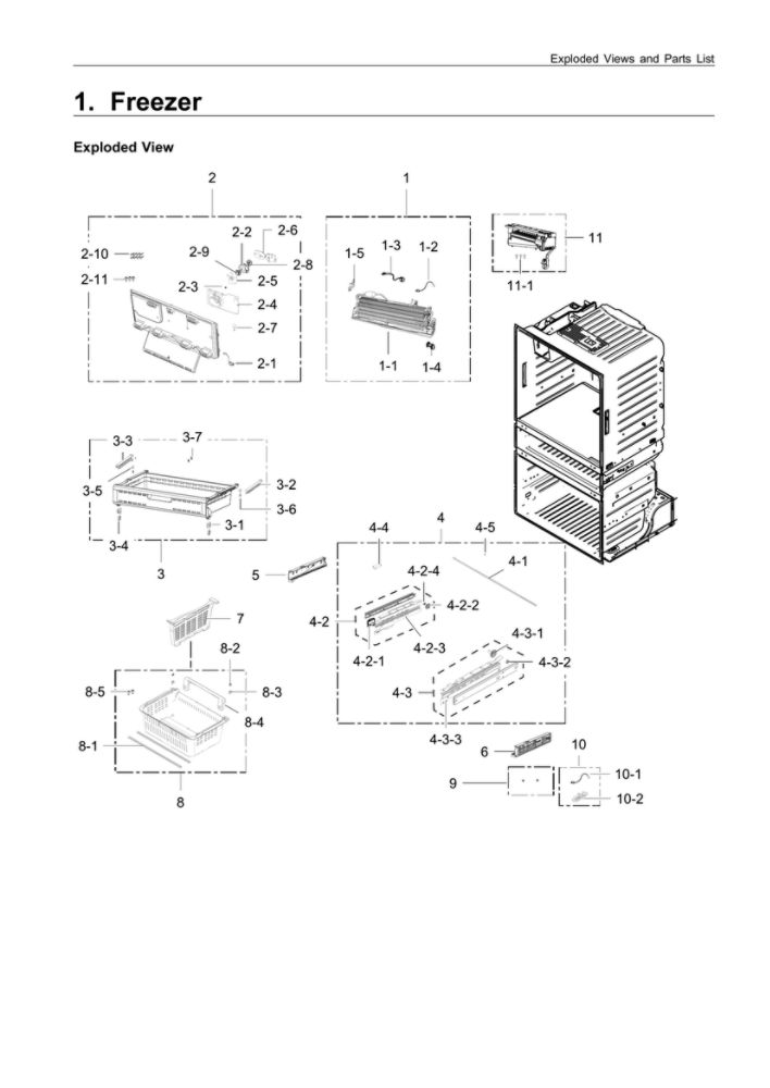 Freezer Diagram and Parts List for RF28HMEDBSR AA-14 Samsung Refrigerator
