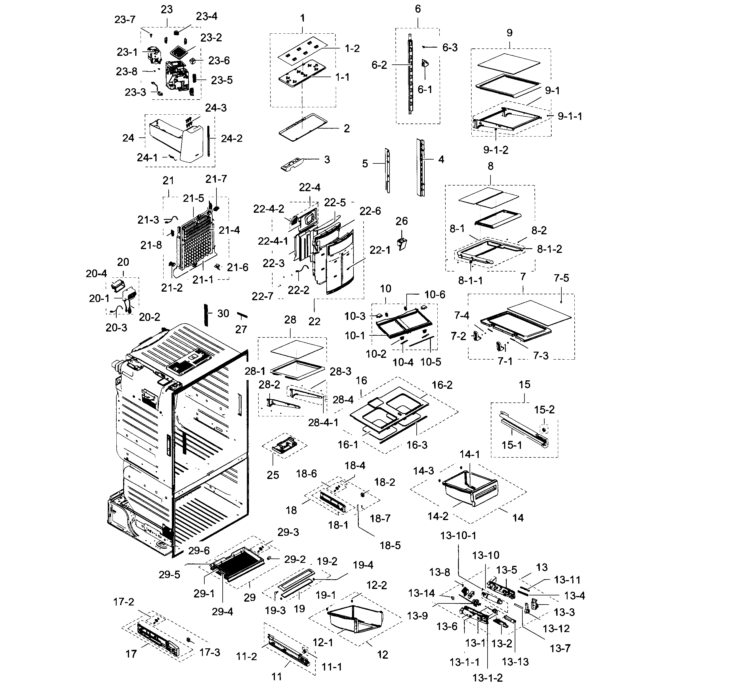 Frdige Diagram and Parts List for RF28HDEDBSR AA-0010 Samsung Refrigerator