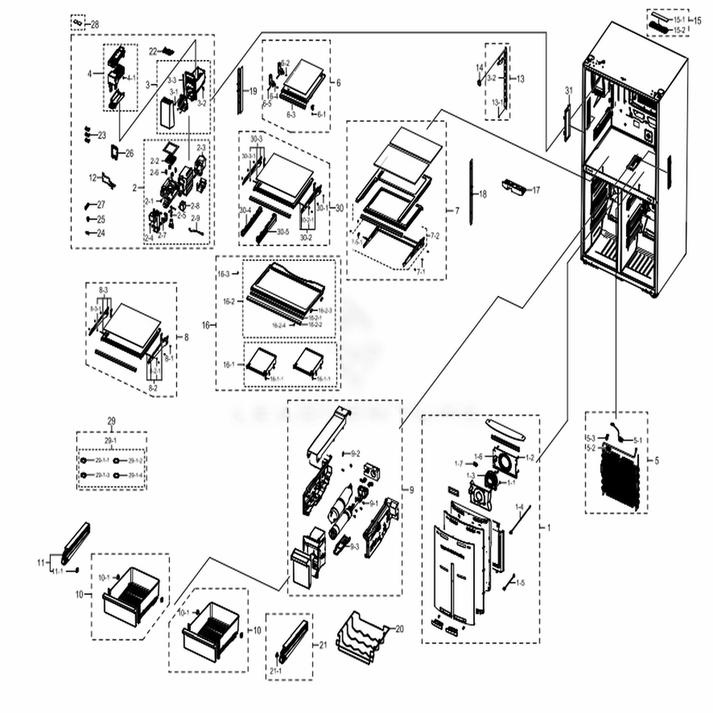 Fridge Diagram and Parts List for RF28N9780SR (AA)(0002) Samsung Refrigerator