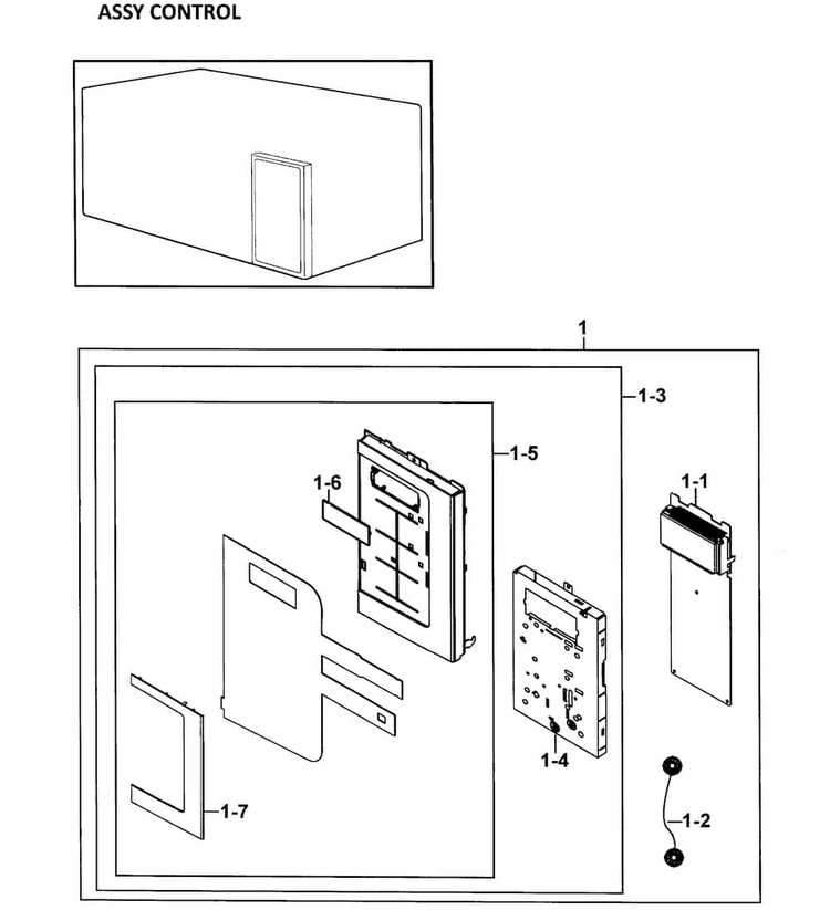 Control Panel Diagram and Parts List for SMH8165ST XAA-0001 Samsung Microwave