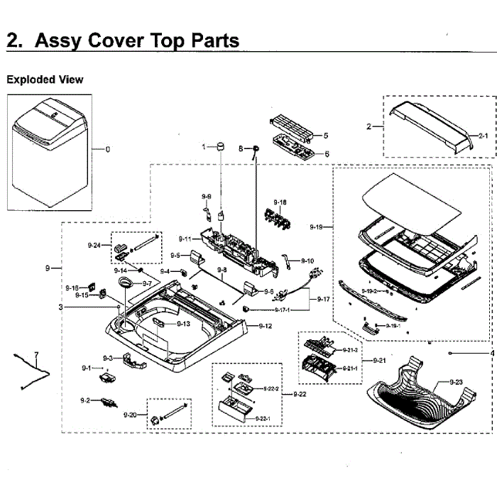 Cover Top Diagram and Parts List for WA52M8650AV A4-00 Samsung Washer