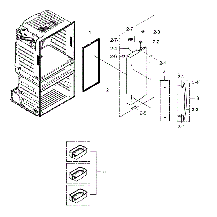 Fridge Door R Diagram and Parts List for RF25HMEDBSR AA-00 Samsung Refrigerator