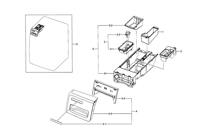 Drawer Diagram and Parts List for WF330ANW XAA-0006 Samsung Washer