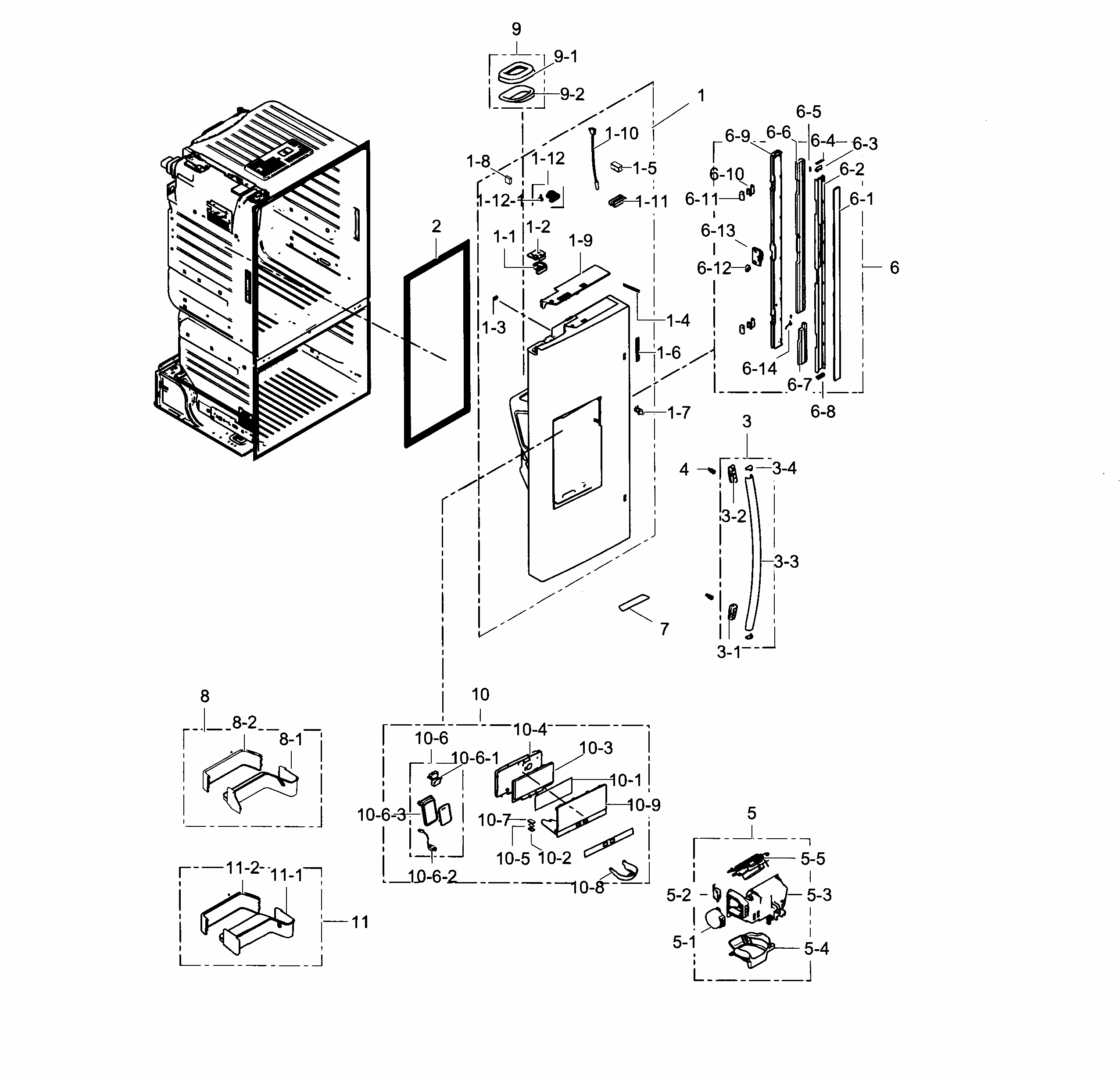 Fridge Door L Diagram and Parts List for RF28HFEDTBC AA-0003 Samsung Refrigerator