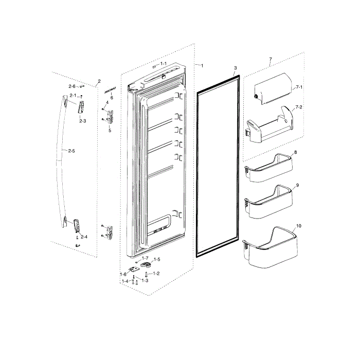 Fridge Door R Diagram and Parts List for RF18HFENBWW AA-00 Samsung Refrigerator
