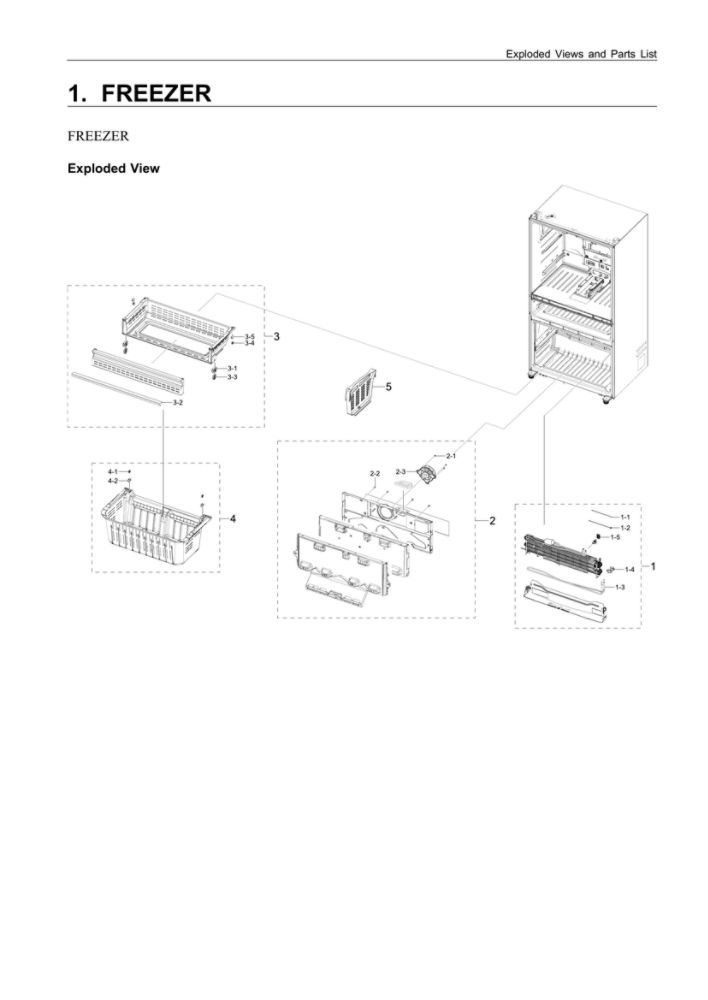 Freezer Parts Diagram and Parts List for RF24R7201SR AA-06 Samsung Refrigerator