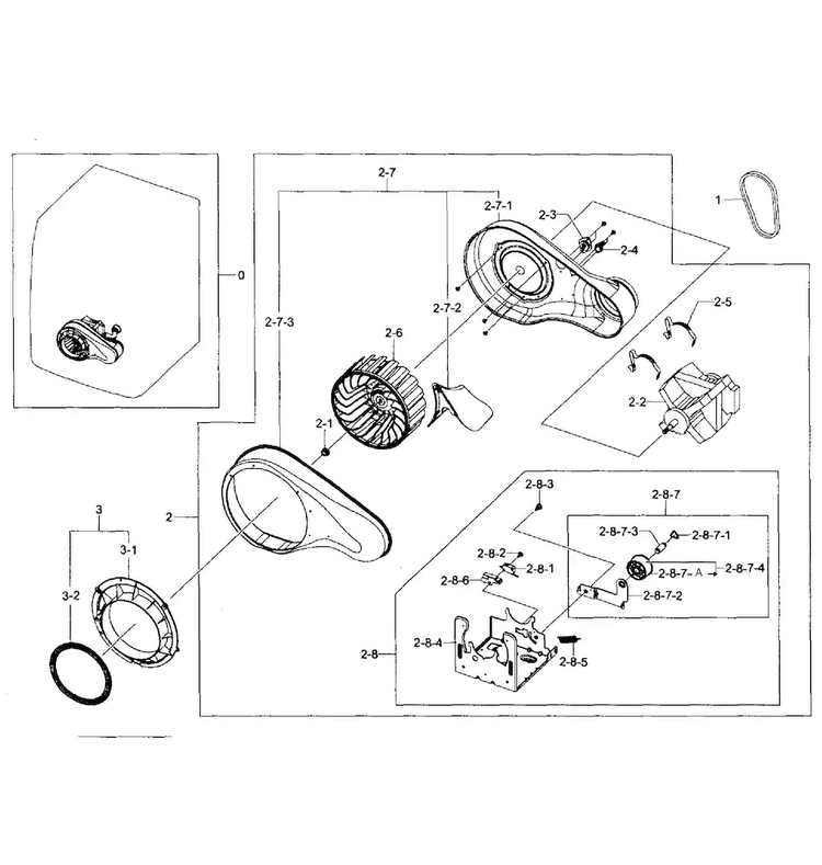 Motor Assy Diagram and Parts List for DV431AEP XAA-0002 Samsung Dryer