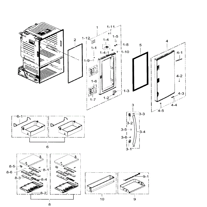 Door Right Diagram and Parts List for RF30HDEDTSR AA-05 Samsung Refrigerator