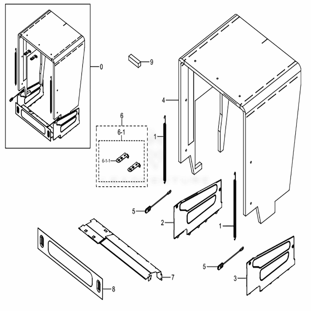 Assembly Case Diagram and Parts List for DW80J3020US (AA)(0001) Samsung Dishwasher