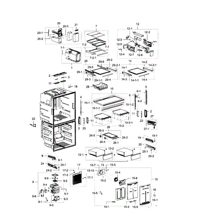 Fridge Diagram and Parts List for RF28K9380SG AA-00 Samsung Refrigerator