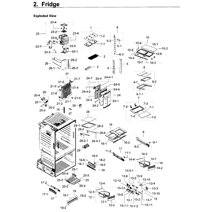 Fridge Diagram and Parts List for RF23HCEDBSR AA-12 Samsung Refrigerator