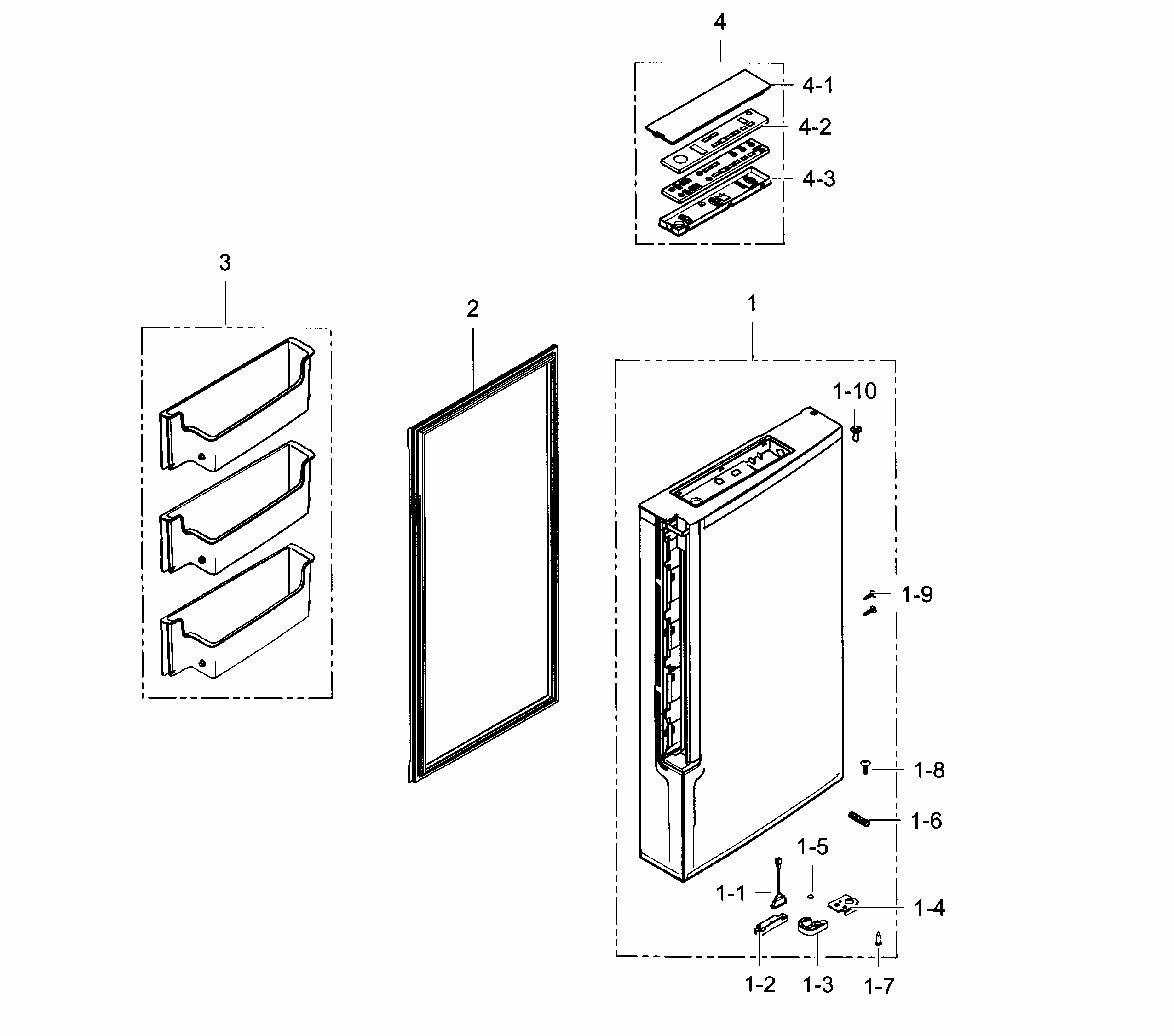 Freezer Door R Diagram and Parts List for RF24J9960S4 AA-0001 Samsung Refrigerator