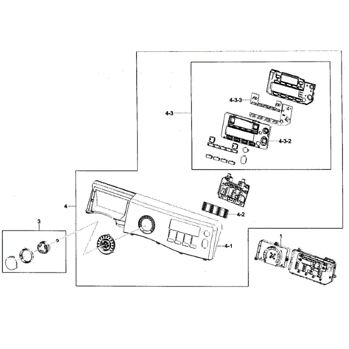 Control Panel Diagram and Parts List for WF431ABP XAA-02 Samsung Washer