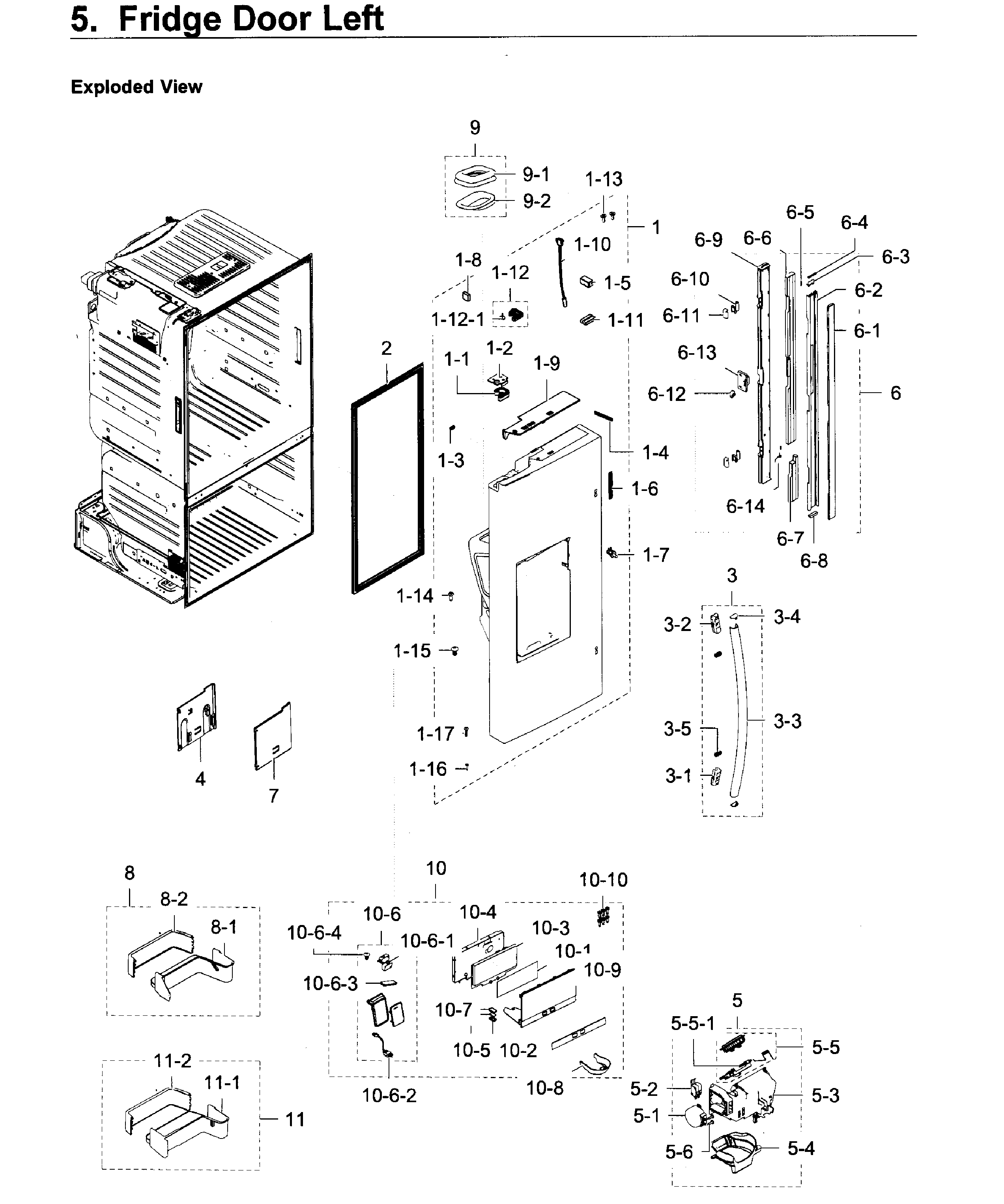 Fridge Door L Diagram and Parts List for RF28HDEDPBC AA-0006 Samsung Refrigerator