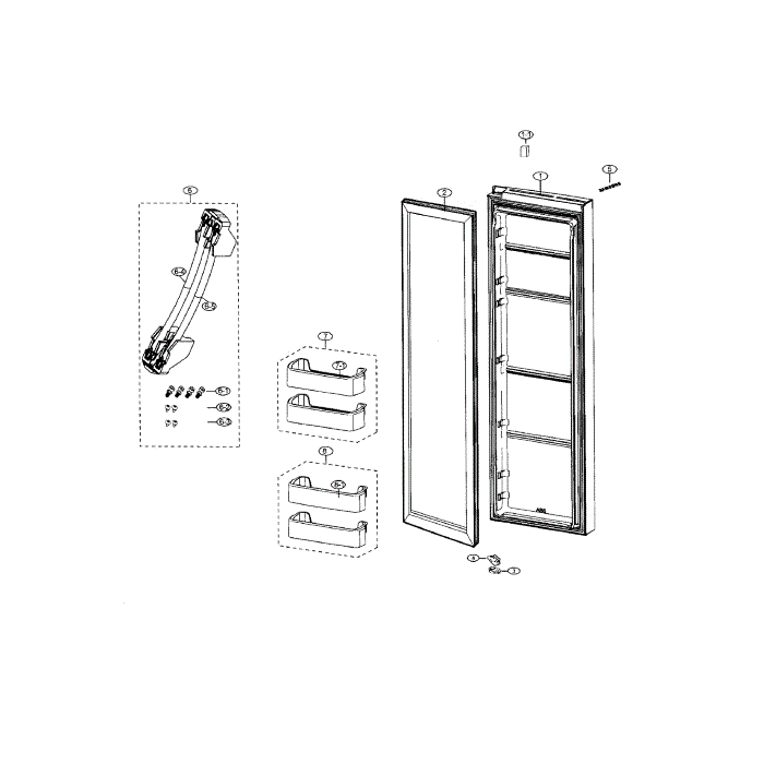Fridge Door Diagram and Parts List for RS25J500DSR AA-00 Samsung Refrigerator