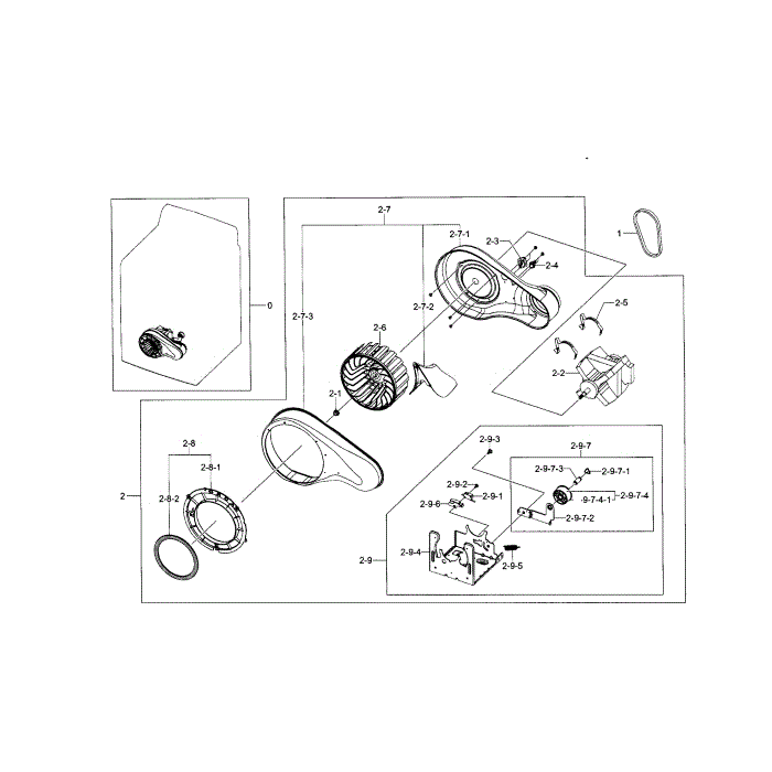 Motor Duct Diagram and Parts List for DV5471AGP XAA-00 Samsung Dryer