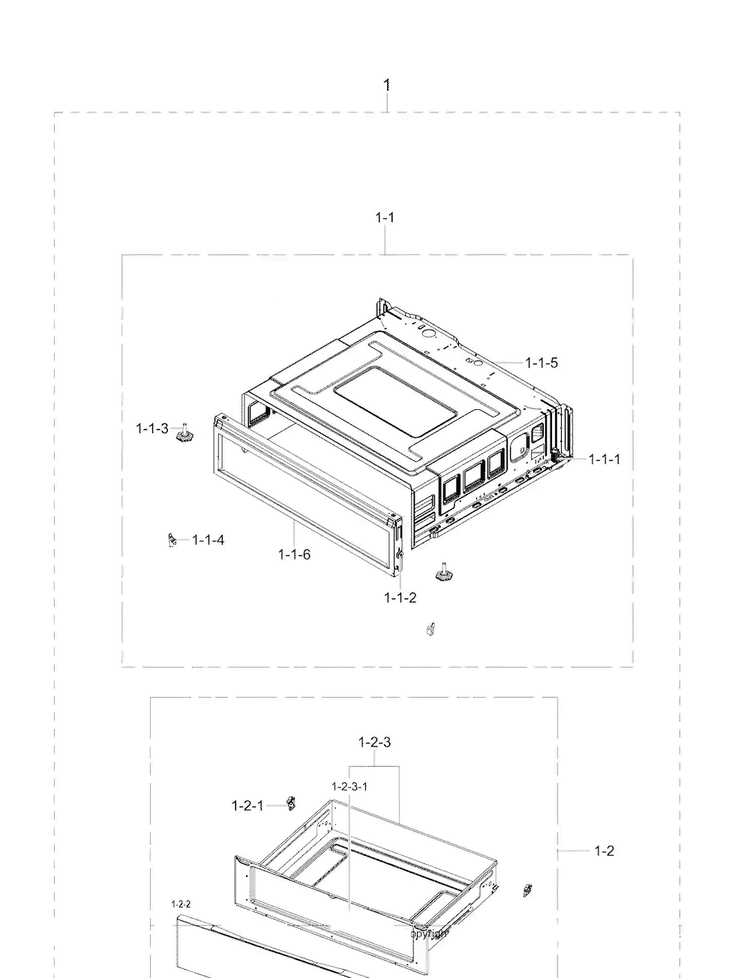 Drawer Diagram and Parts List for NE59J7630SS AA-0000 Samsung Range