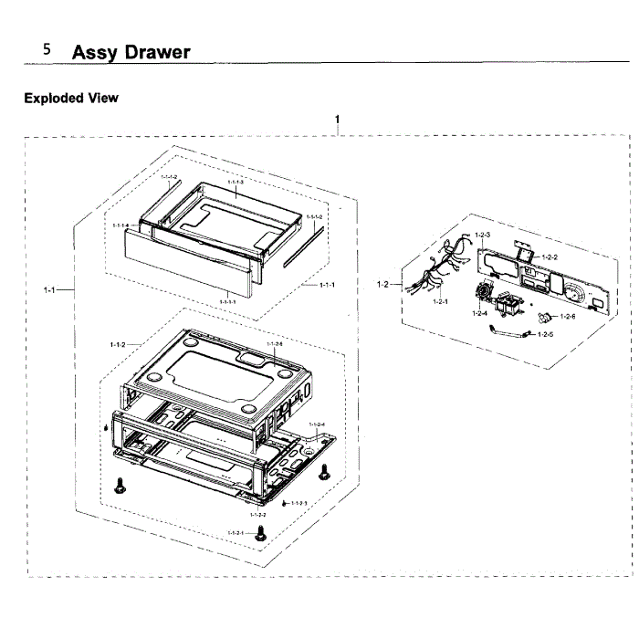 Drawer Diagram and Parts List for NX58K9852SG AA-00 Samsung Range