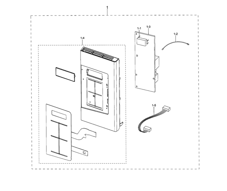 Control Panel Diagram and Parts List for ME17H703SHS AA-0001 Samsung Microwave