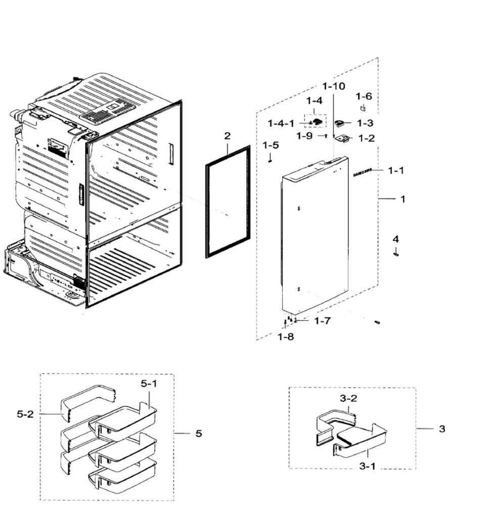 Right Door Diagram and Parts List for RF28HFEDTBC AA-08 Samsung Refrigerator