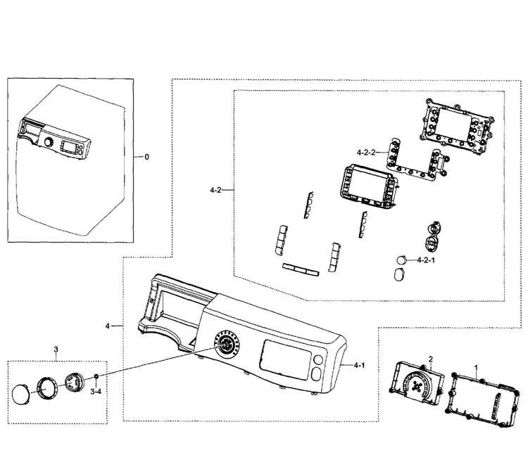 Control Panel Diagram and Parts List for WF520ABW XAA-0007 Samsung Washer