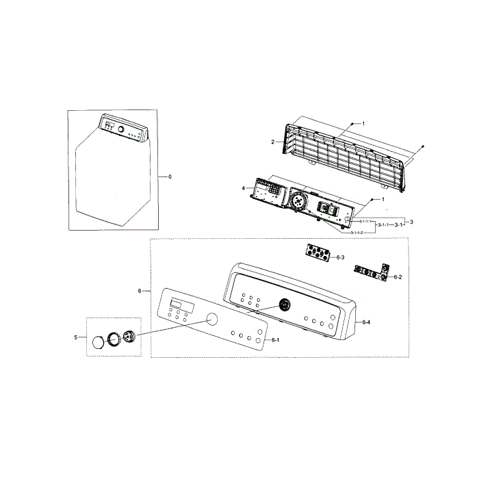 Control Panel Diagram and Parts List for DV5471AGP XAA-04 Samsung Dryer