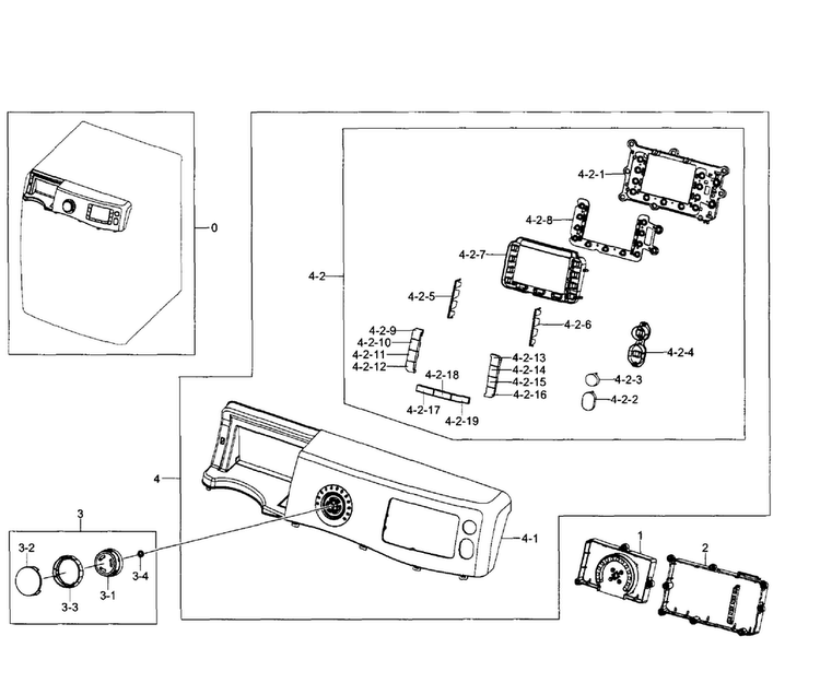 Control Panel Diagram and Parts List for WF520ABW XAA-0005 Samsung Washer