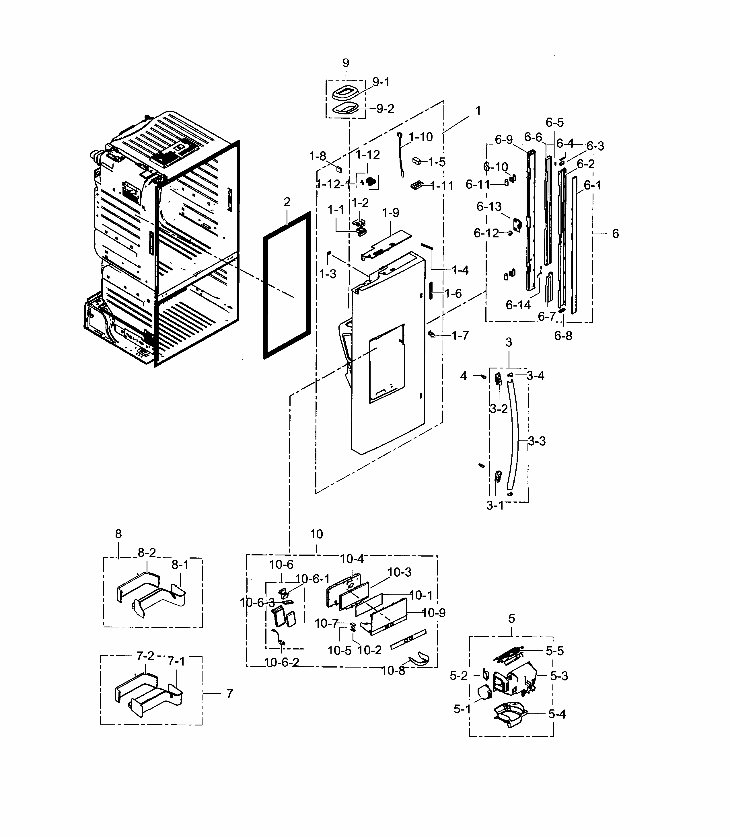 Fridge Door L Diagram and Parts List for RF28HFPDBSR AA-0000 Samsung Refrigerator