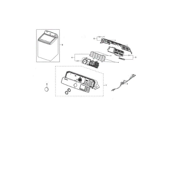 Controls Diagram and Parts List for WA45M7050AW A4-01 Samsung Washer