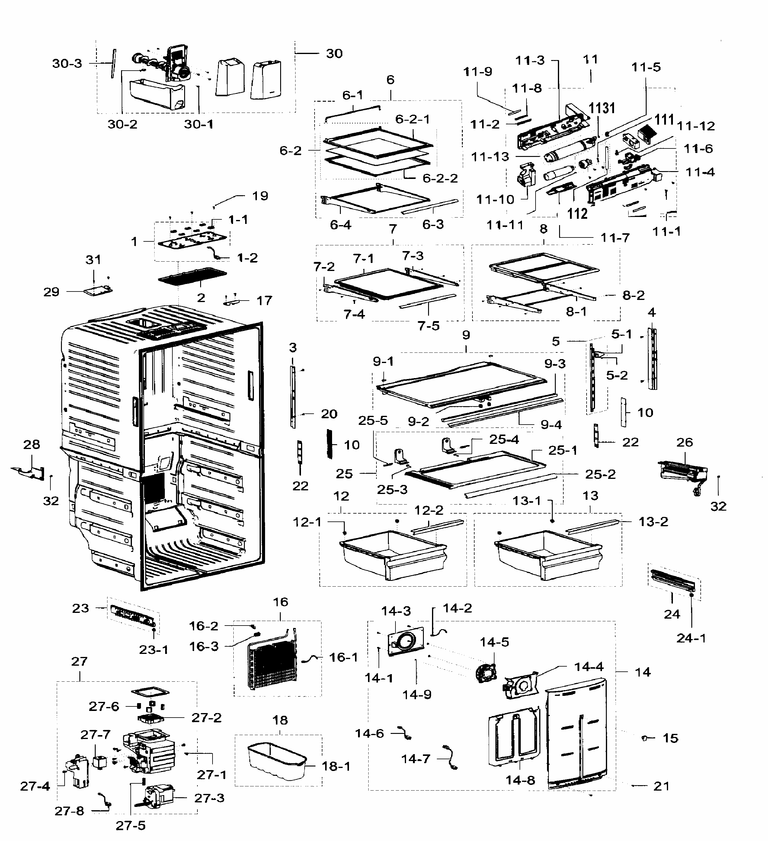 Fridge Diagram and Parts List for RF32FMQDBSR AA-0005 Samsung Refrigerator